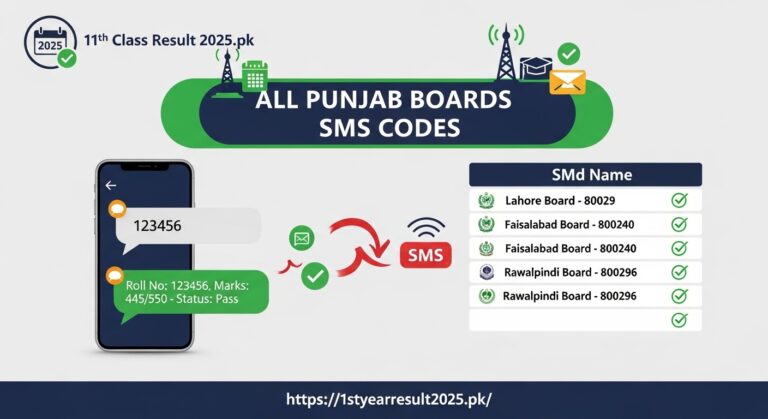 Check 11th Class Result 2025 by SMS - All Punjab Board Codes